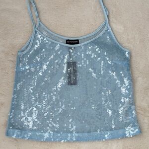 PrettyLittleThing Light Blue Sequin Camisole